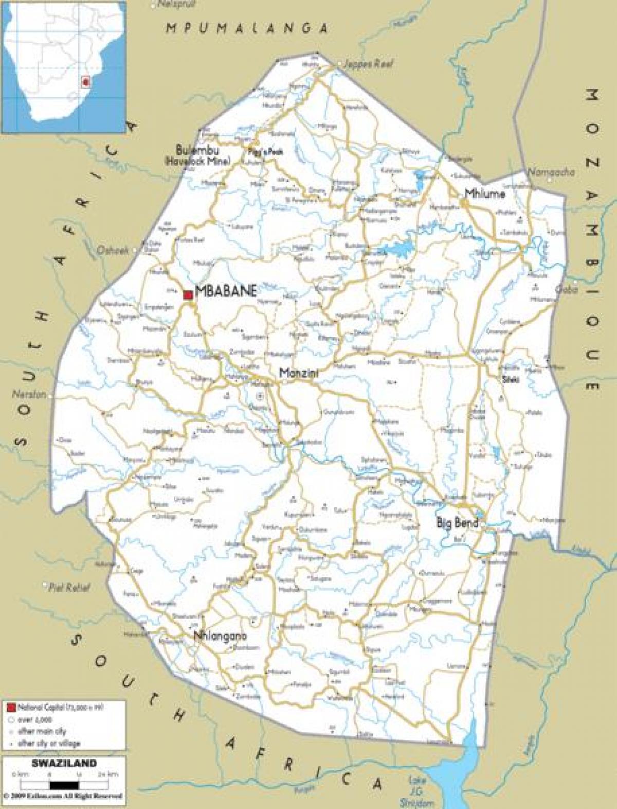 Mapa de mbabane Swazilandia