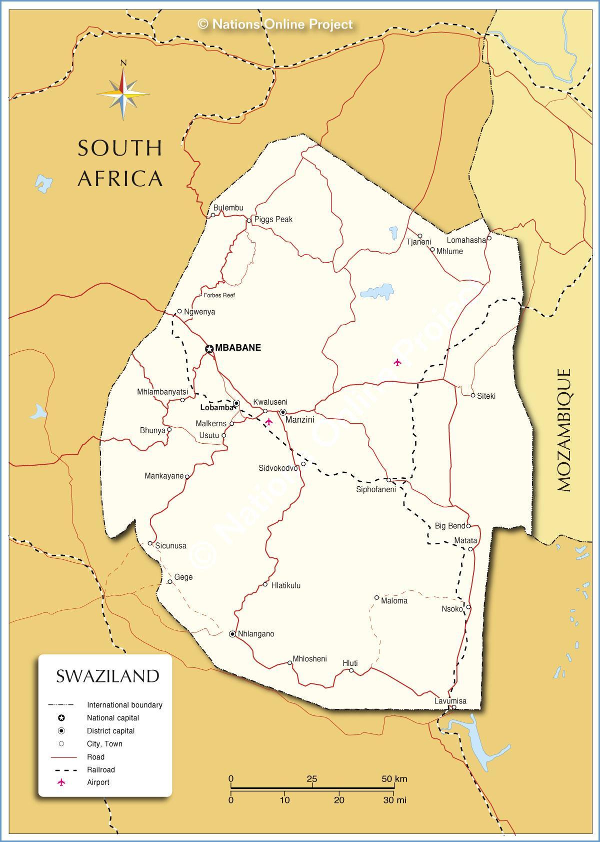 Mapa de nhlangano Swazilandia