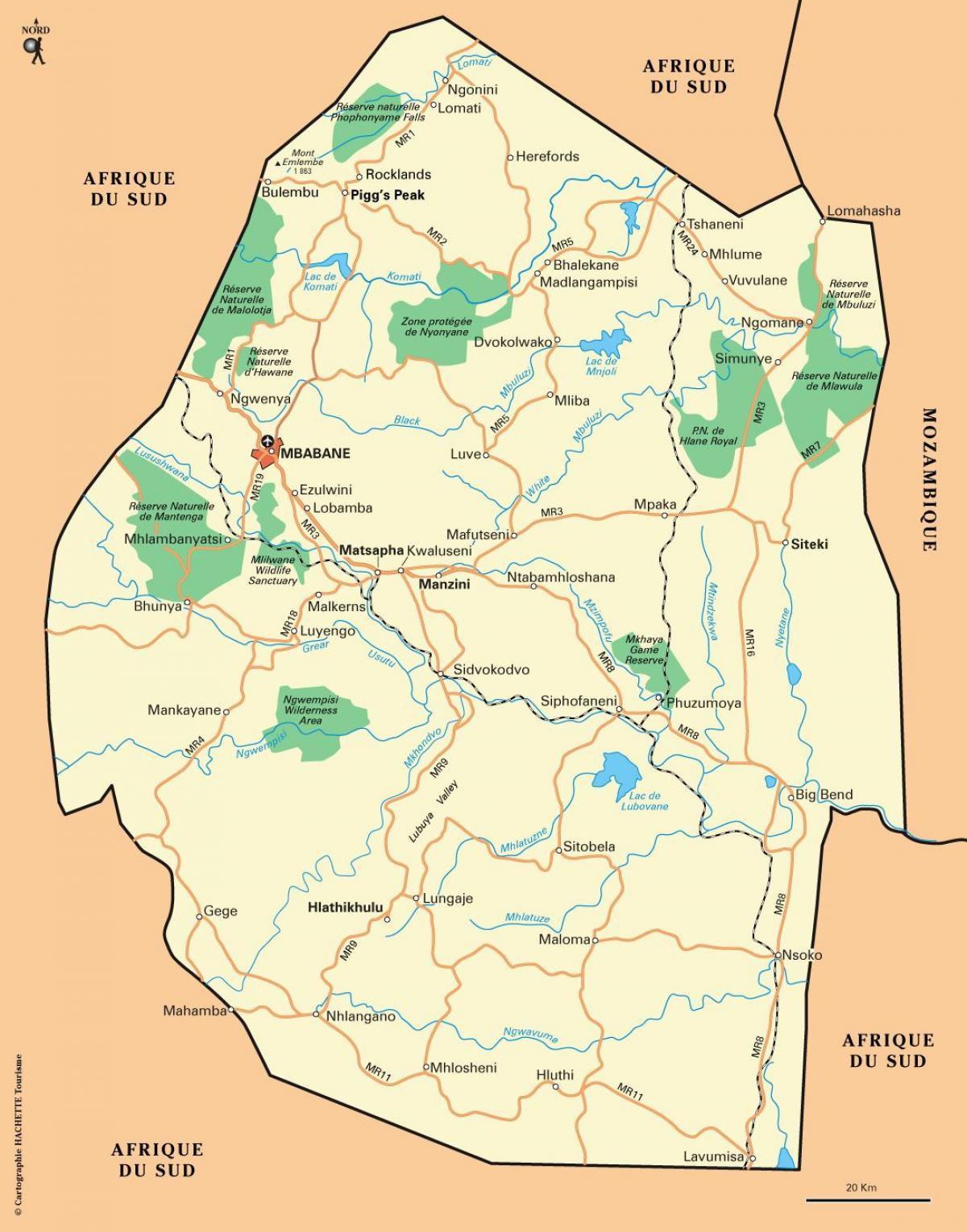 valle de ezulwini Swazilandia mapa